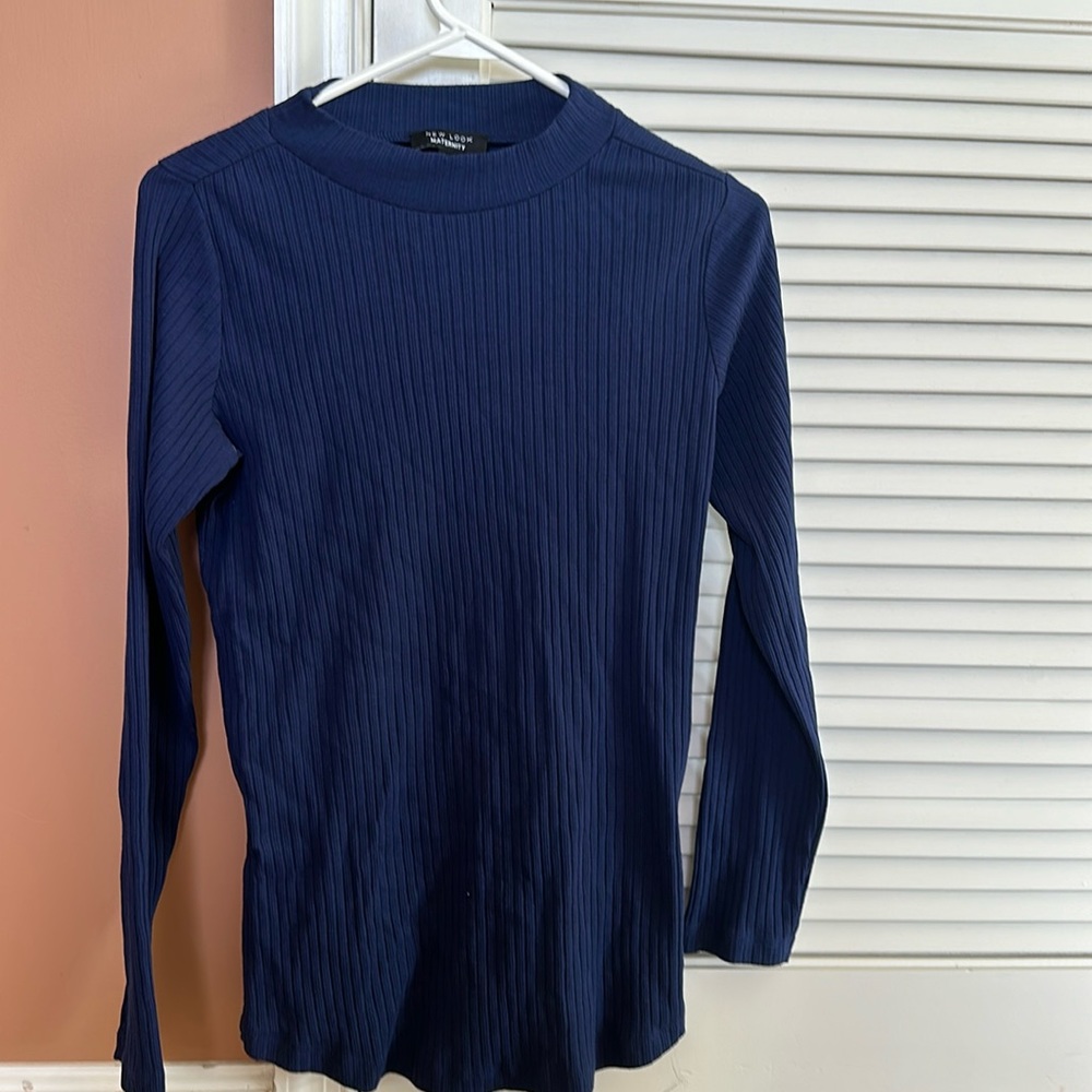 ASOS New Look Maternity Ribbed Blue Turtleneck Size 12